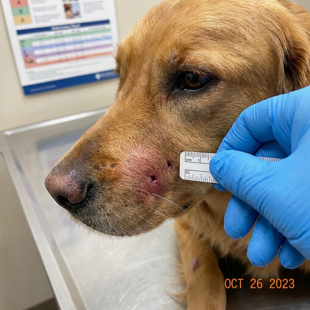 Dog with rattlesnake bite